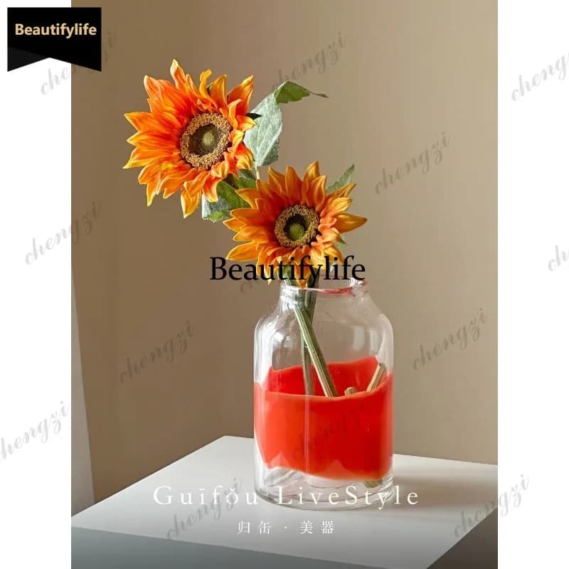 D80 flower glazed stained glass vase ornament living room flower arrangement creative hydroponic dried vase ornament