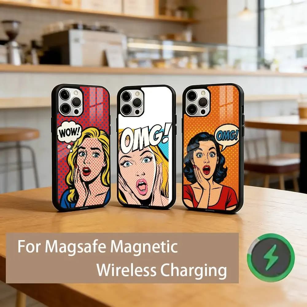 L-Llichtenstein Pop Aesthetic Phone Case For iPhone17,16,15,14,13,12,11 Plus,Pro Magnetic For Magsafe Wireless Charging