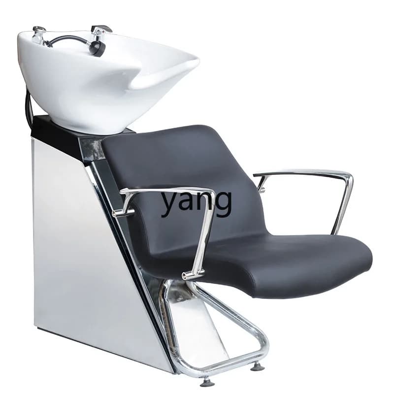 LMM small shampoo bed hairdresser ceramic water basin semi-lying flush bed
