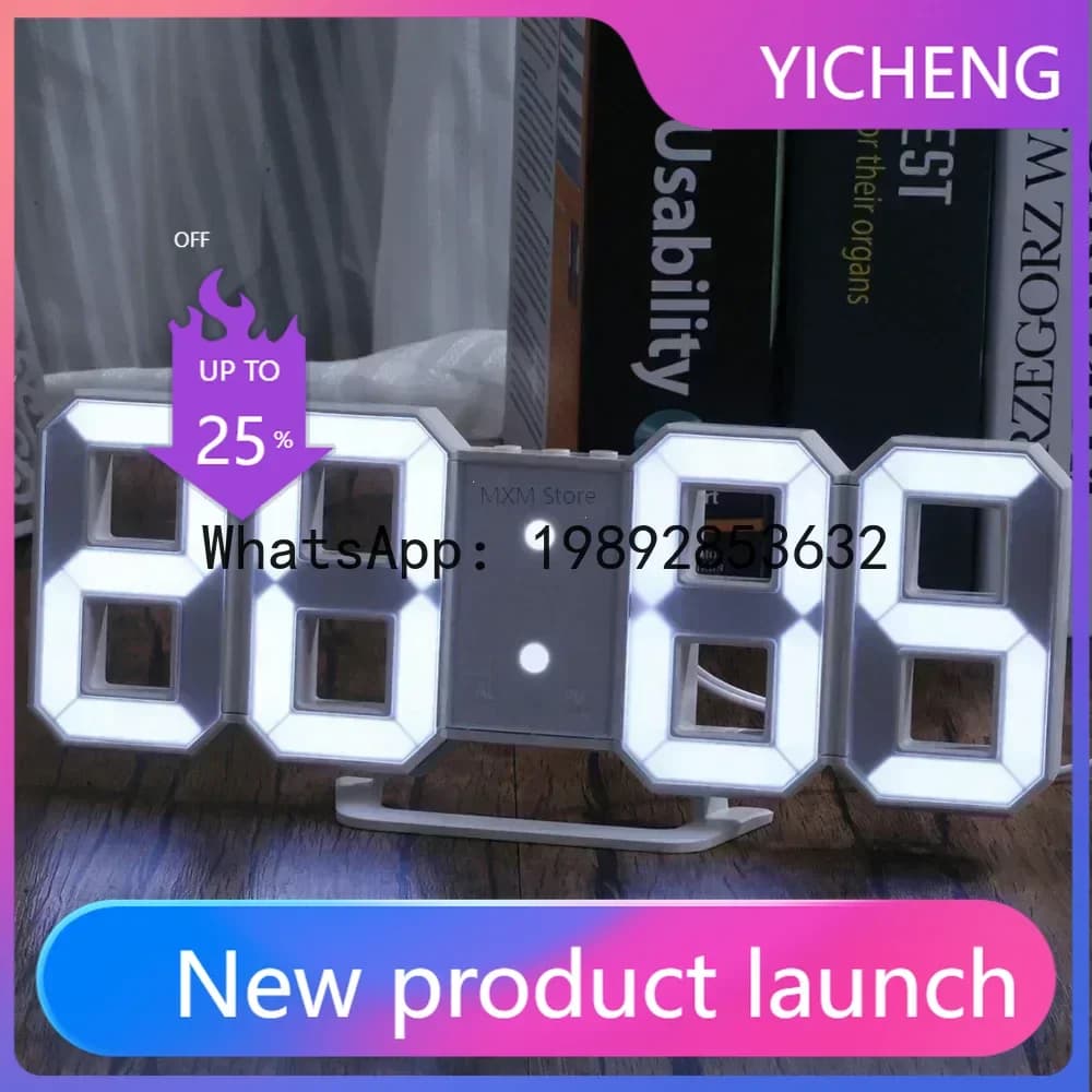LYY  LED Digital Clock Wall Decoration Glow Night Mode Decoration for Bedroom Adjustable Electronic Watch Room Decor Aesthetics