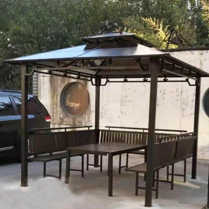 Outdoor pavilion courtyard outdoor wrought iron tent villa roof pavilion aluminum awning garden leisure canopy