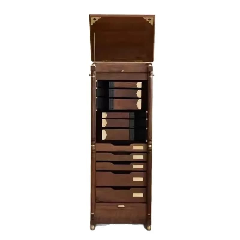 Black walnut solid wood rotating locker, floor-to-ceiling storage cabinet, shelf