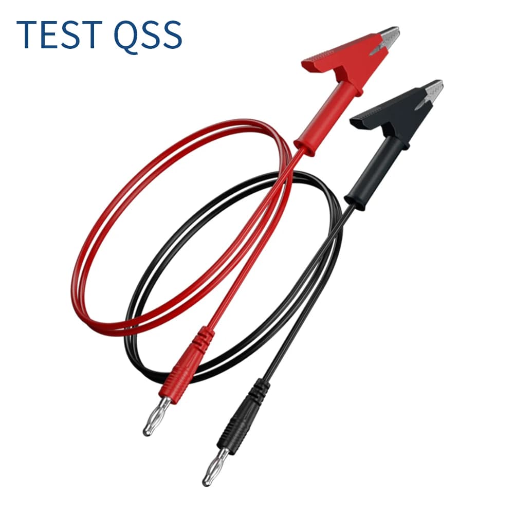 QSS 2Pcs Multimeter Test Leads 4MM Banana Plug to Alligator Clip  Cable Wire Red Black 1M Electrical Tools Accessories Q.70056C