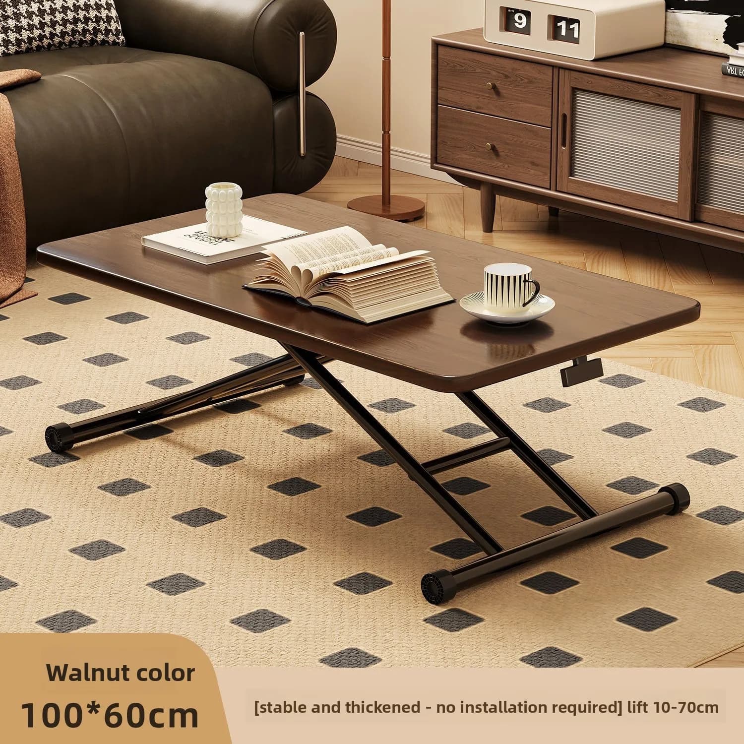 Mesa comedor plegable y elevadora, mesa comedor sencilla para sala estar doble propósito, escritorio plegable móvil