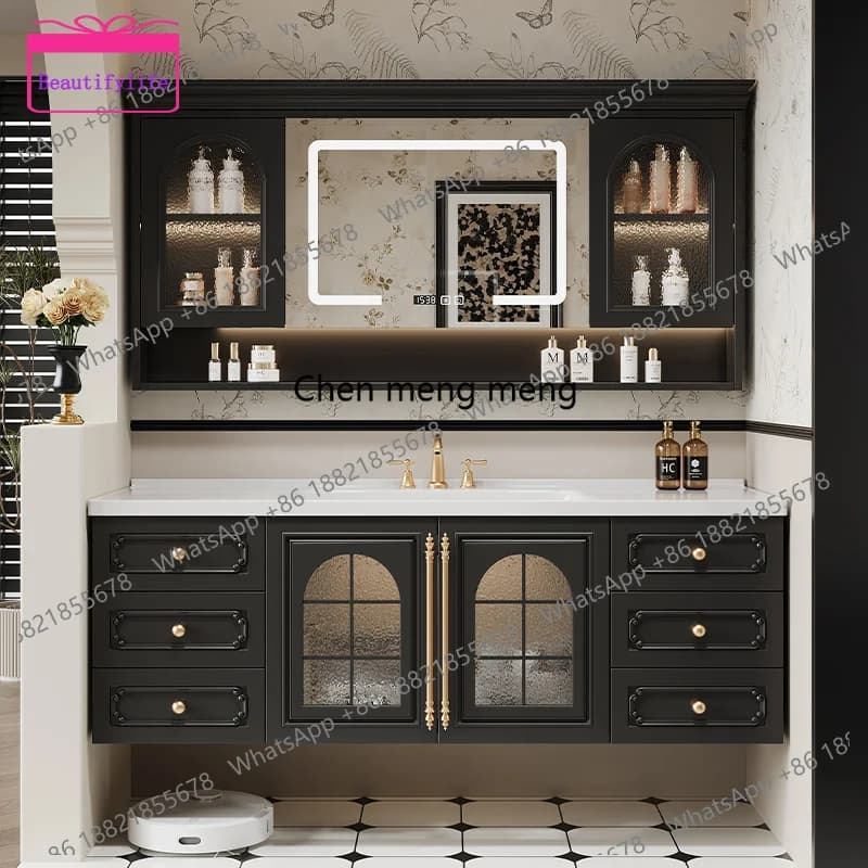 YL  French Retro Bathroom Cabinet Luxury Decorations Sink Accessories Shelves Cupboard Mirror Organizer Storage Gabinete Furnit