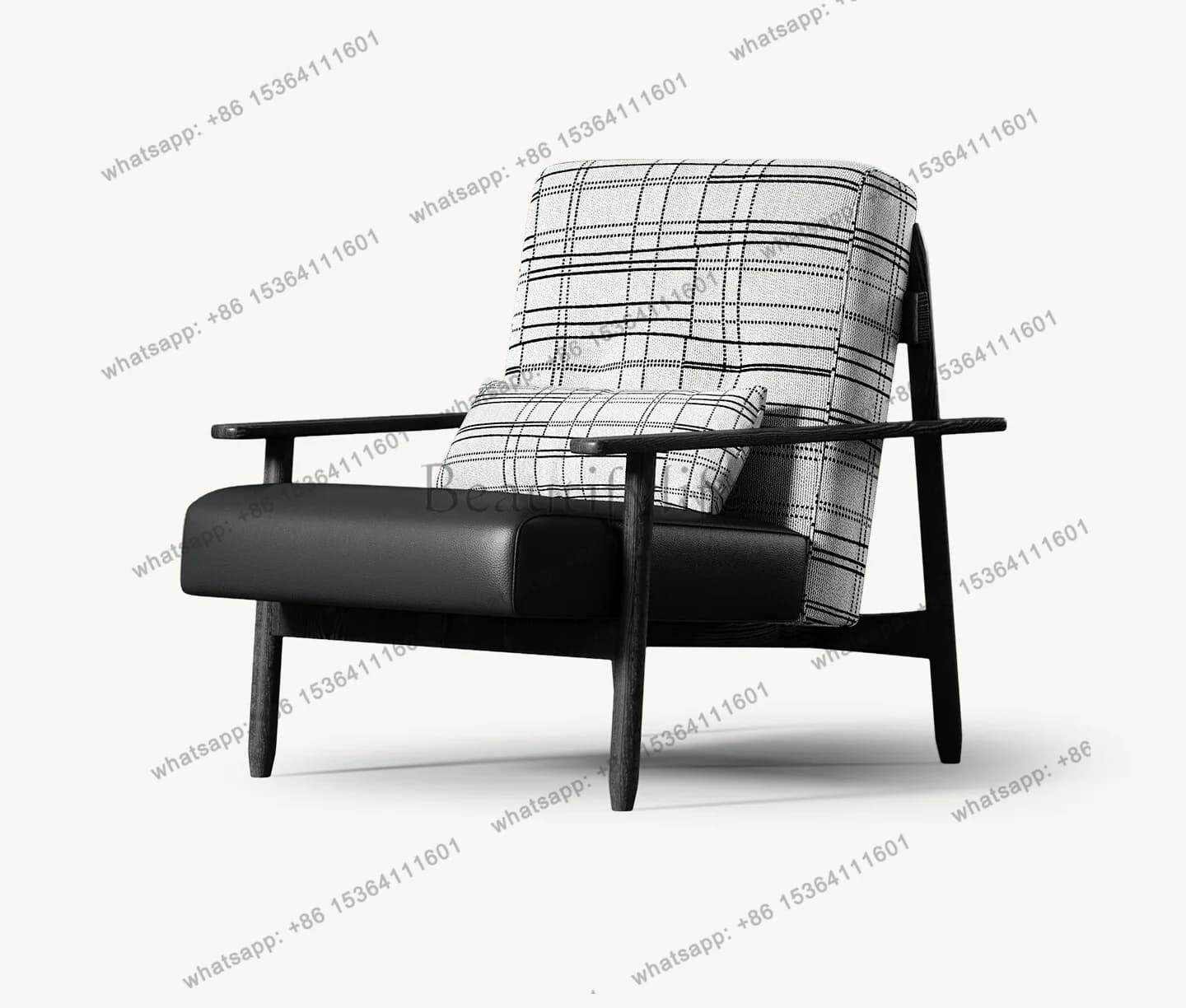 Italian minimalist single sofa chair living room balcony solid wood modern minimalist high-end designer leather leisure chair