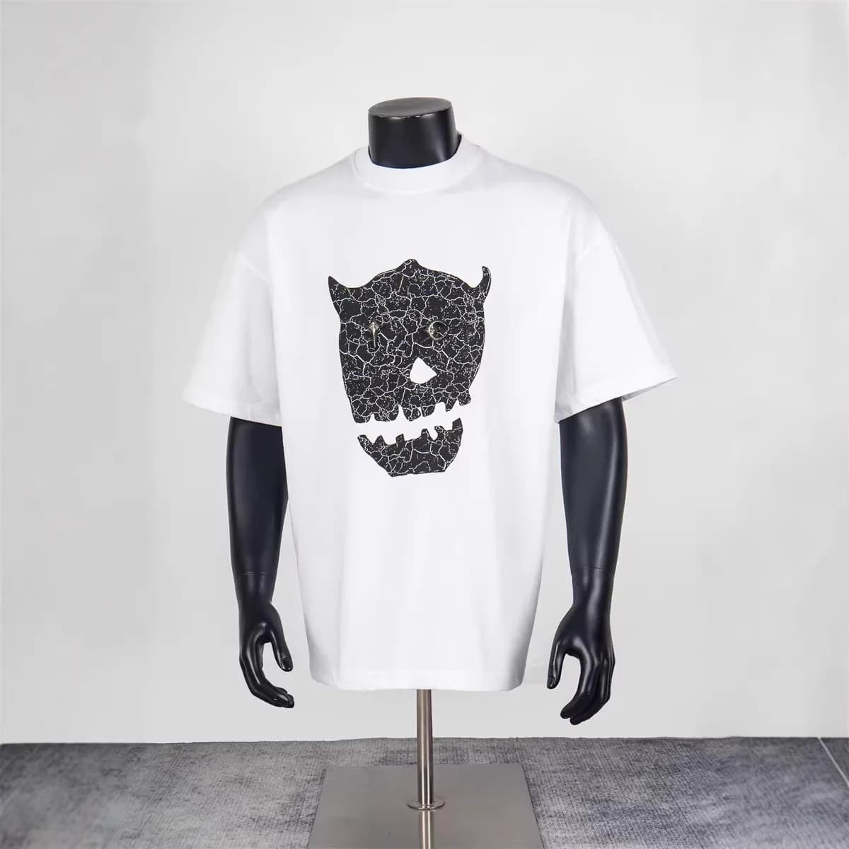 Thug Club Street Hip-Hop Style Evil Face Cracked Pattern Loose Men's and Women's Short-Sleeved T-Shirt