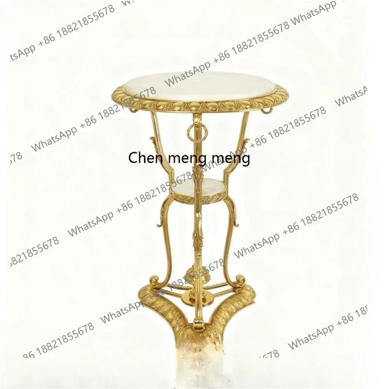European retro marble court style double-layer decorative edge flower stand