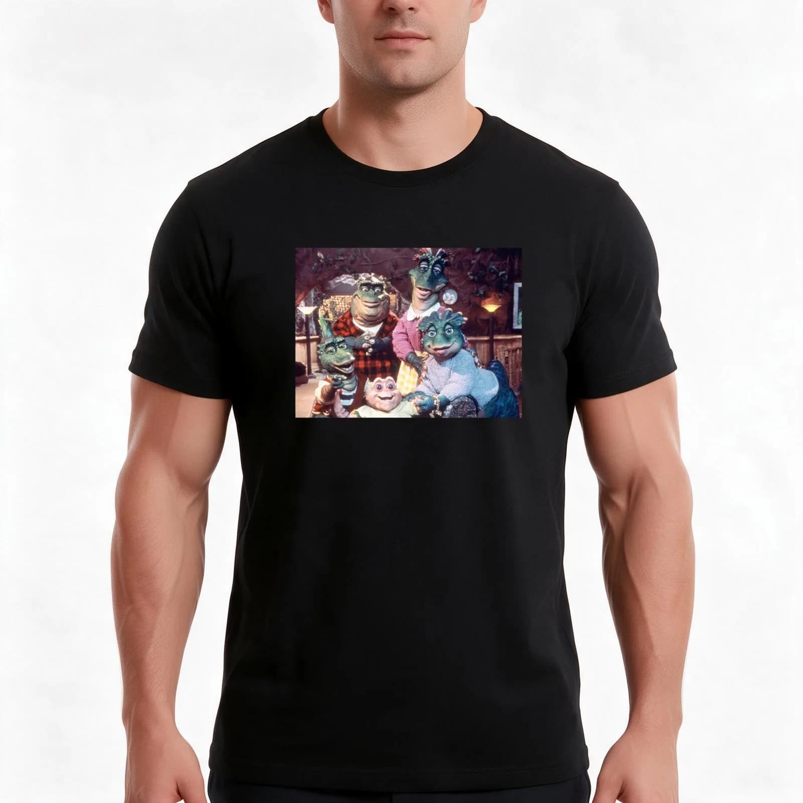 Dinosaurs TV Show (Sinclair Family) Sticker T-Shirt, Summer Casual Cotton Tee, Oversized Streetwear Tops, Vintage Graphic Print