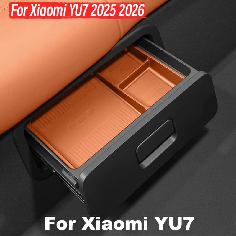For Xiaomi YU7 2025 2026 Rear Seat Storage Box Drawer TPE Storage Pad Interior Accessories