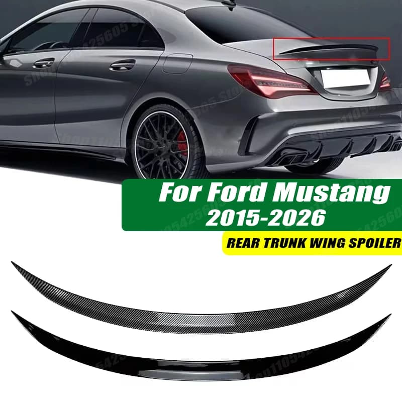 120cm 5D Carbon Look Rear Boot Trunk Spoiler Lip Stick-On Decorative Rear Wing For Ford Mustang 2015-2026 Car Accessories