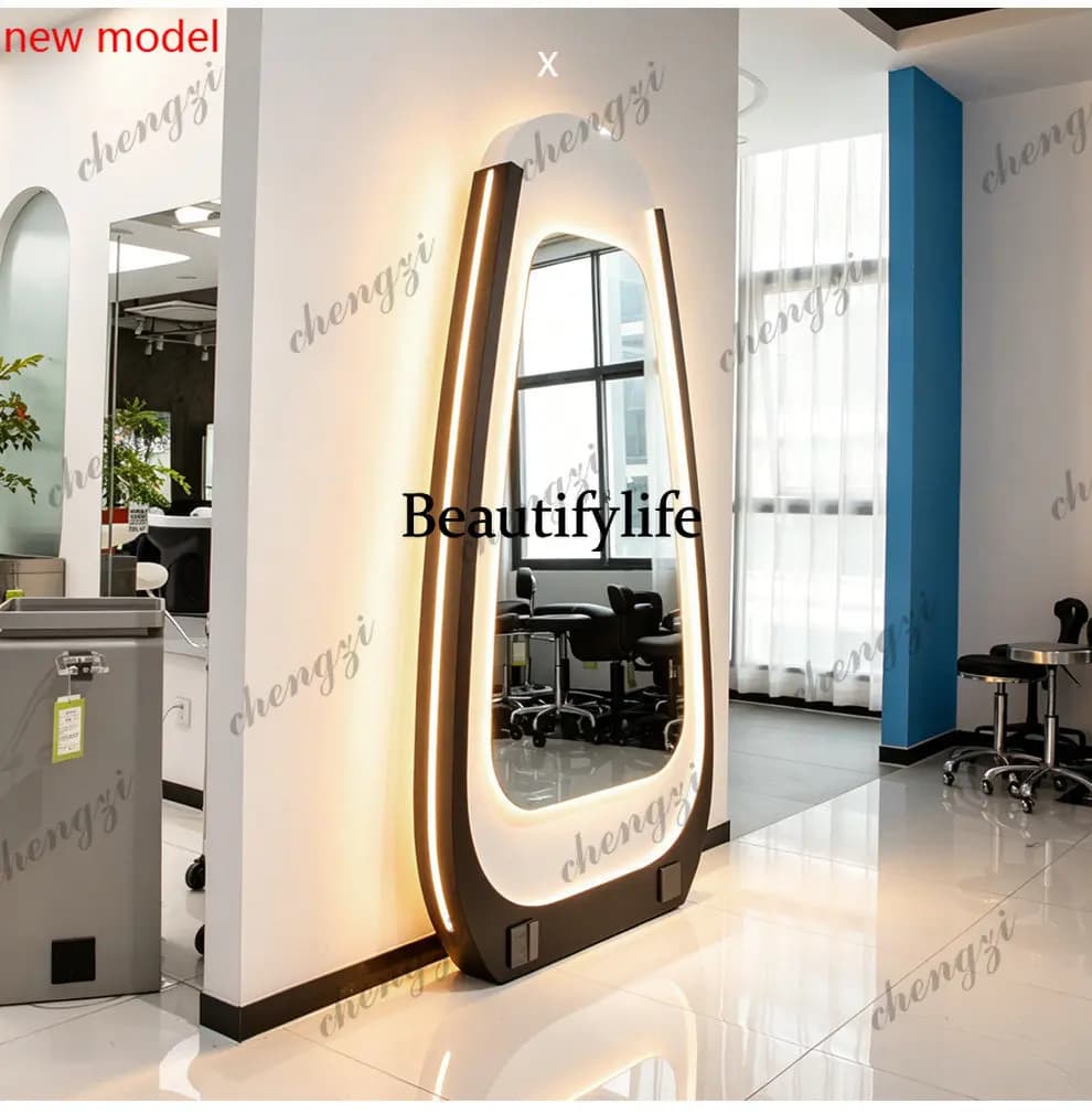 DD182Hair salon mirror table, simple double-sided mirror hair salon special barber shop, solid wood paint, mirror