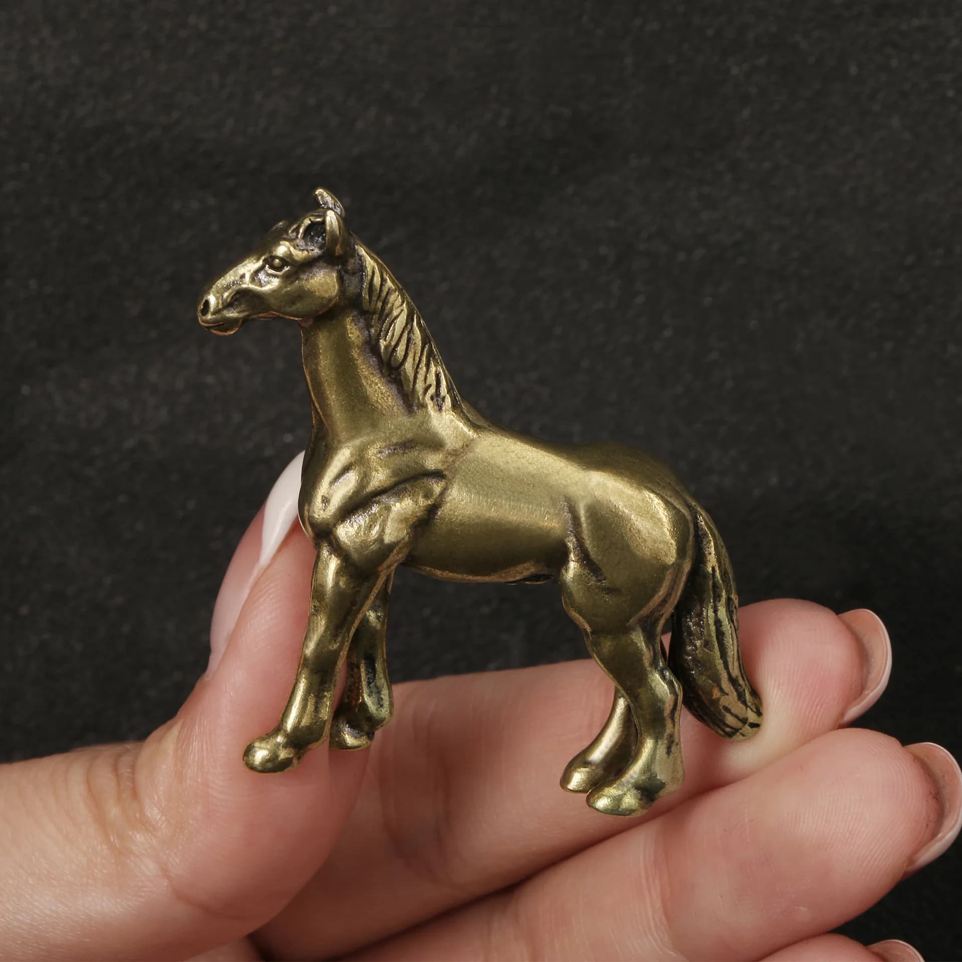 Antique Brass War Horse home decor Horse Tea Pet Ornament Living Room Restaurant Decoration New Year Gift