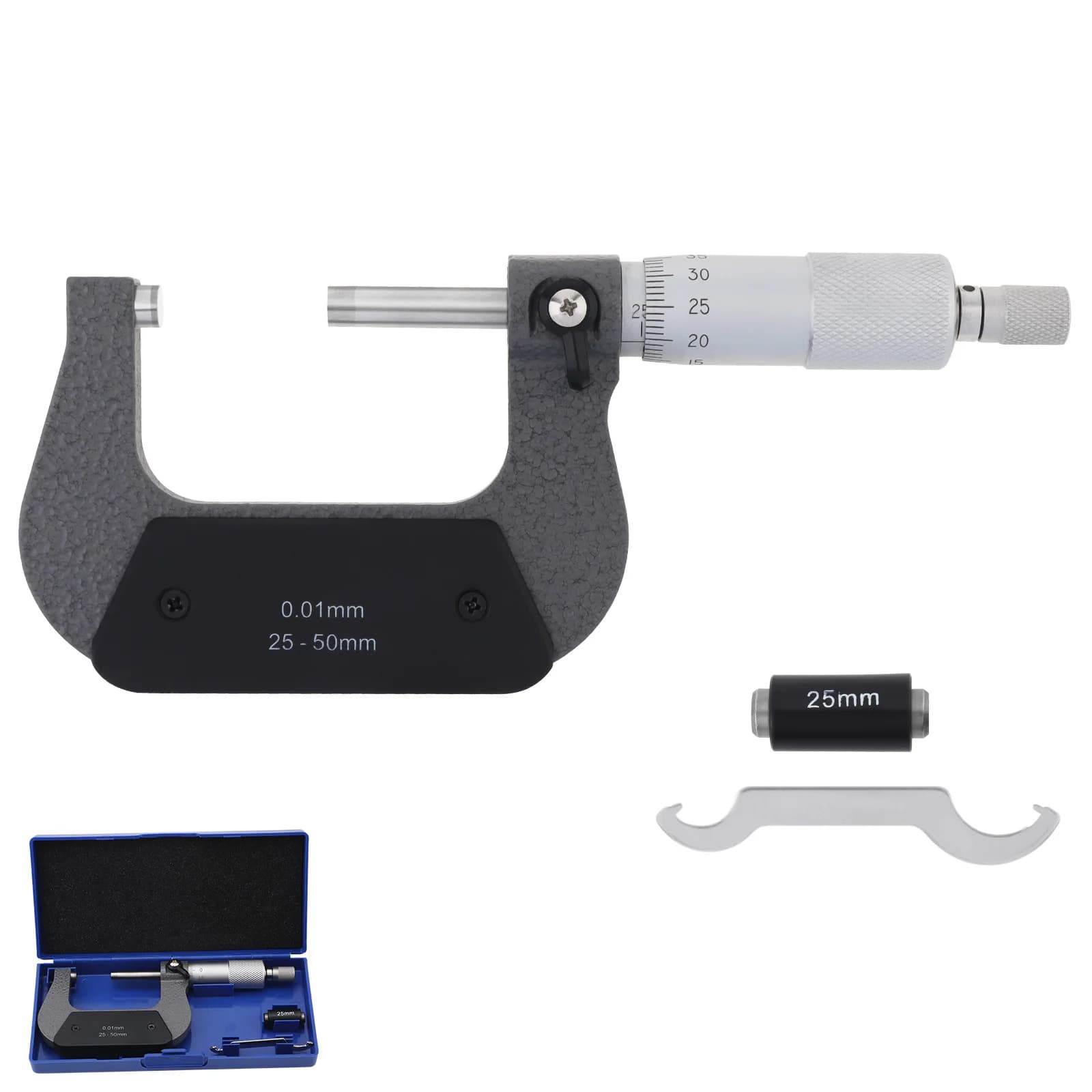 Mechanical Metric Outside Micrometer Industrial Grade 25-50mm 0.01mm Measuring Gauging Caliper Precision Micro Meter Tool