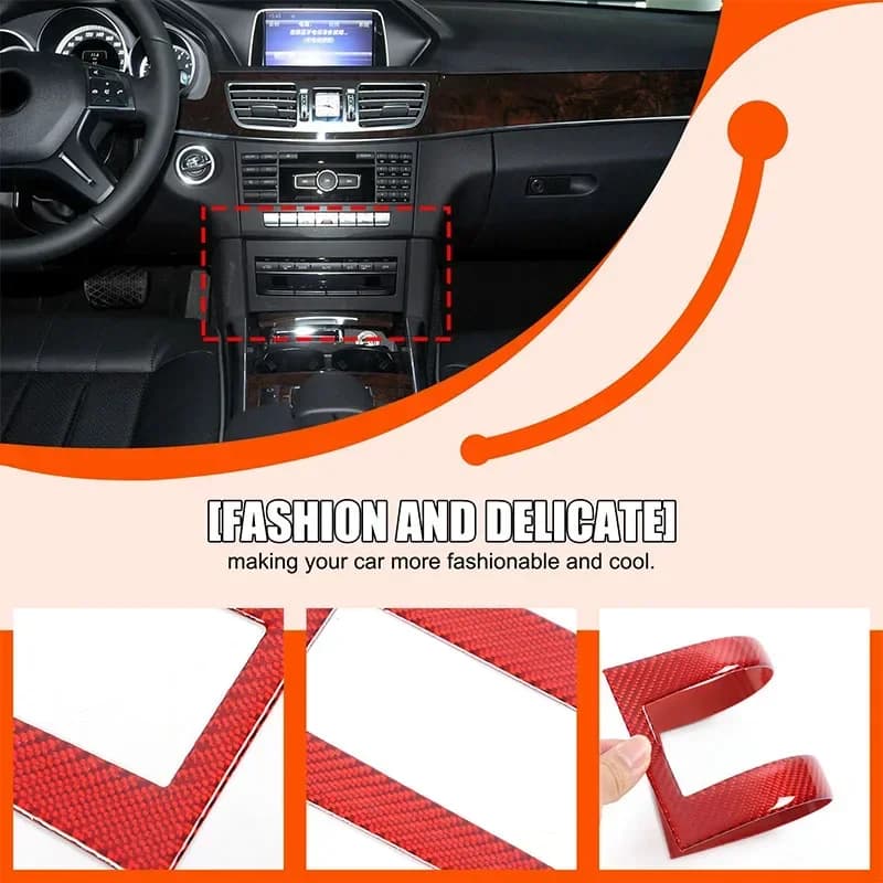 For Mercedes-Benz E-Class W212 2014-2015 Soft Carbon Fiber Car Air Conditioning Button Frame Sticker Car Interior Accessories