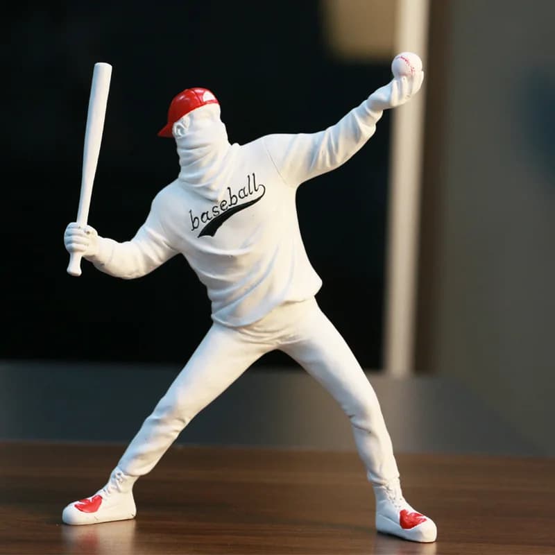 Creative Resin Street Abstract Art Statue Sculpture Figure Baseball Figure Toy Study Home Interior Decoration
