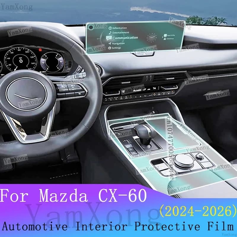 For Mazda CX60 interior Kit Protection Film Navigation Dashboard screen Sticker Center Panel scratch TPU Transparent Cover Film