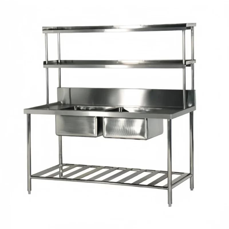 Sink Double Bowl Commercial Stainless Steel Coating Hotel Restaurant Kitchen Equipment