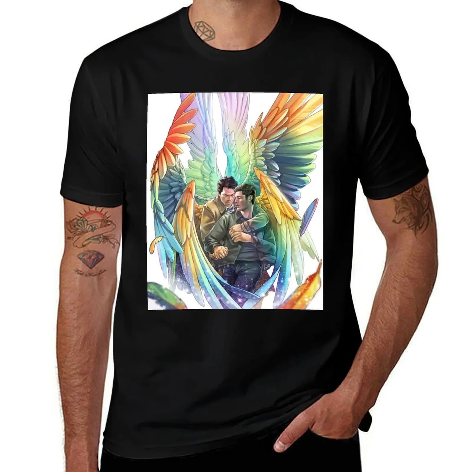 Destiel Rainbows T-Shirt Soft Basic Cotton Short Sleeve Tee T-Shirt