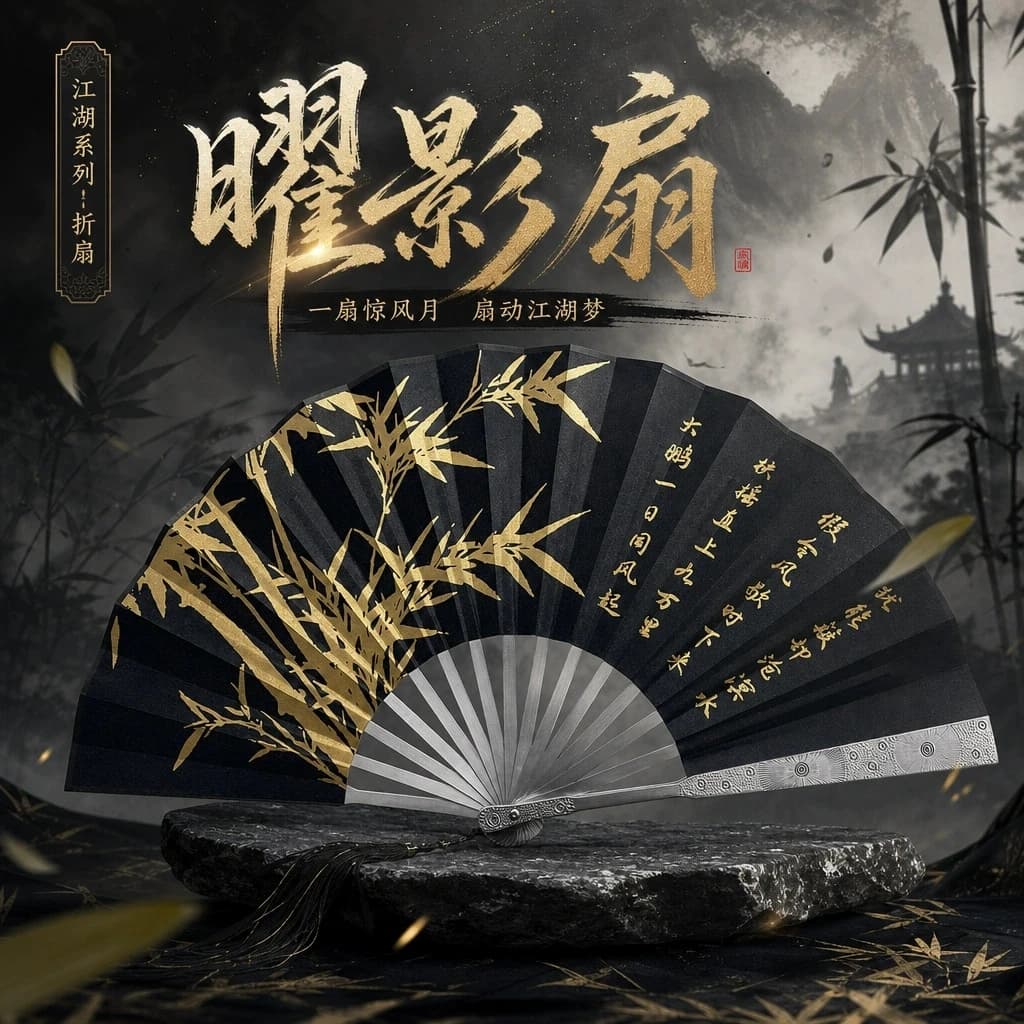 C-Steel Frame Martial Arts Fan High-Density Silk Surface Folding Kung Fu Training Novelty Craft Gift for Cosplay