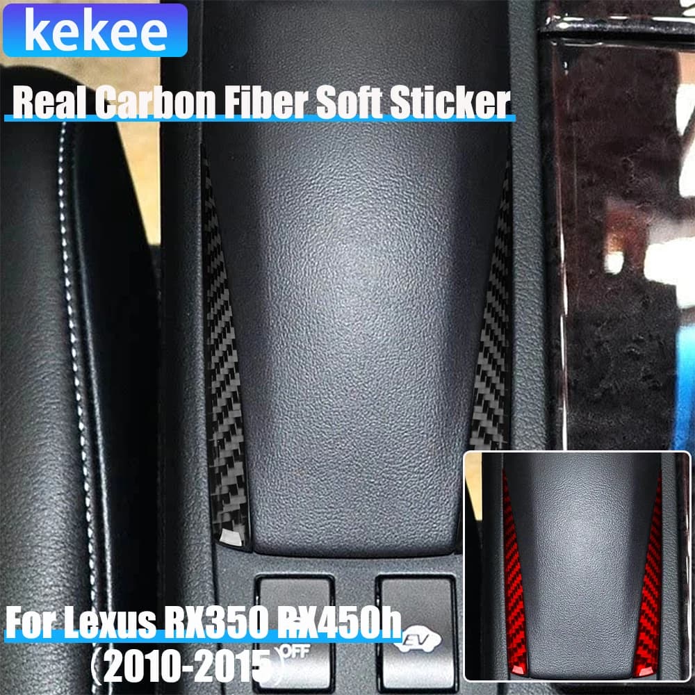 Real Carbon Fiber Car Accessories Center Console Armrest Side Cover Soft Sticker For Lexus RX350 RX450h 2012 2013 2014 2015