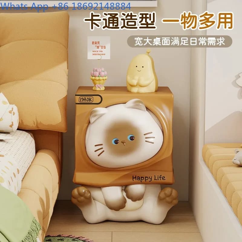 Creative Cat Cardboard Box Floor Ornament Cute Cartoon Cream Style Living Room Home Decoration