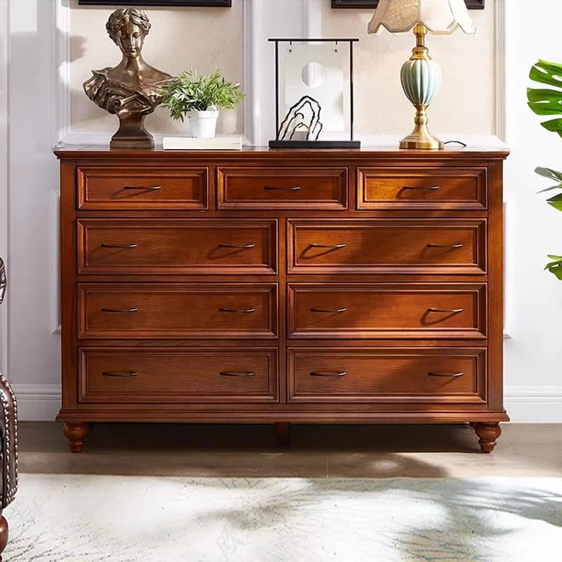 White Chinese wood American nine-chest cabinet, all solid wood TV, bedside storage cabinet