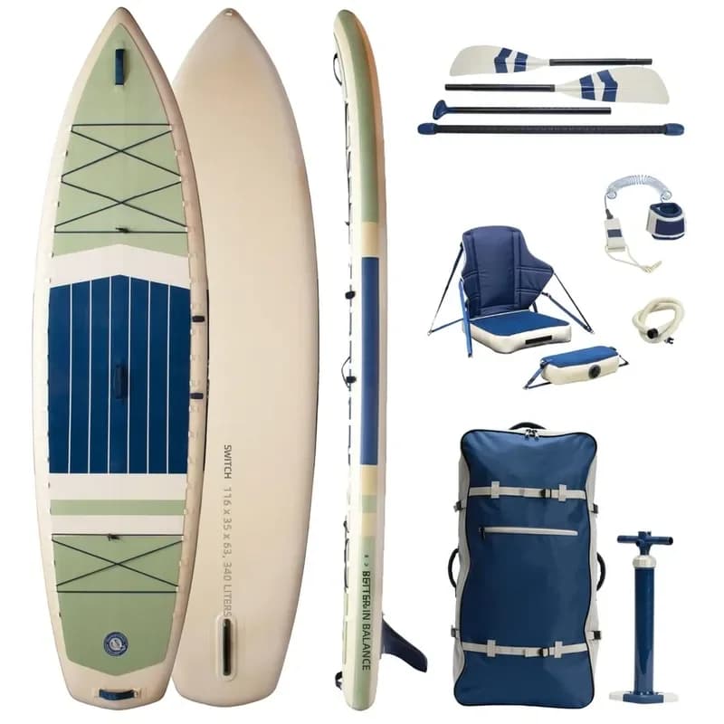 2 in 1 Kayak & Paddle Board Bundle - Stand up Paddle Board & Kayak with Anti-Slip EVA Deck,Adjustable Paddle for Adults