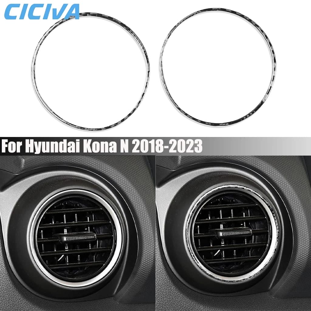 Carbon Fiber Car Accessories Dashboard Air Vent Decorative Interior Cover Modified Trim Sticker For Hyundai Kona N 2018-2023