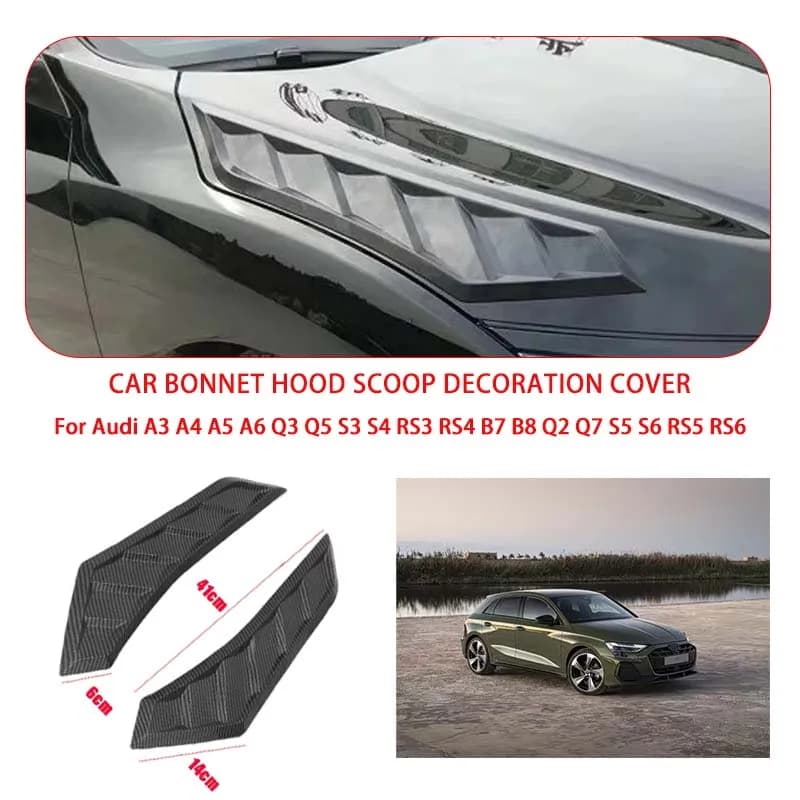 2 Pcs Gloss Black For Audi Hood Vents Bonnet Cover Rubber Front Bonnet Vent car decorations