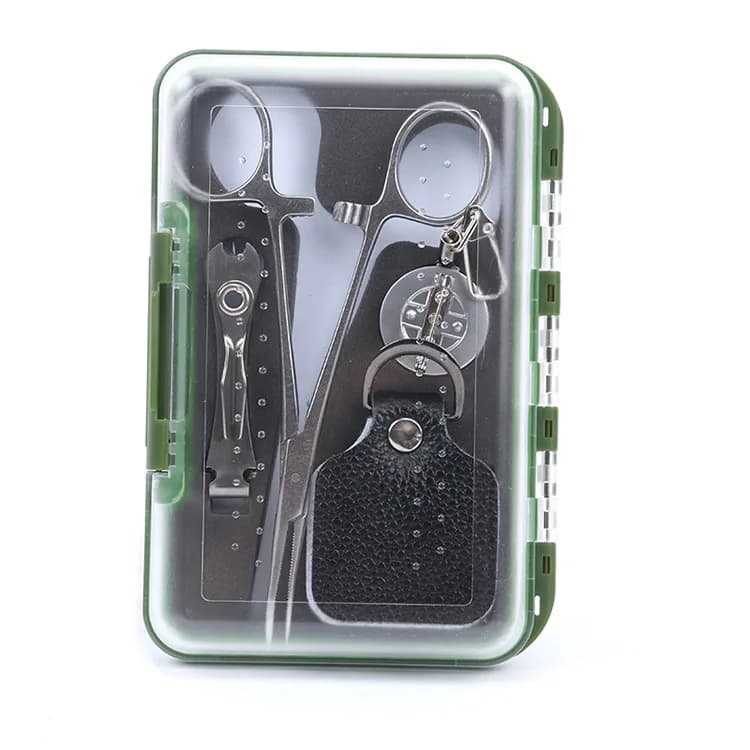 Fly Fishing Accessories Set Metal Tool Box Line Scissors Telescopic Buckle Knotter Line Straightener Stream Fishing