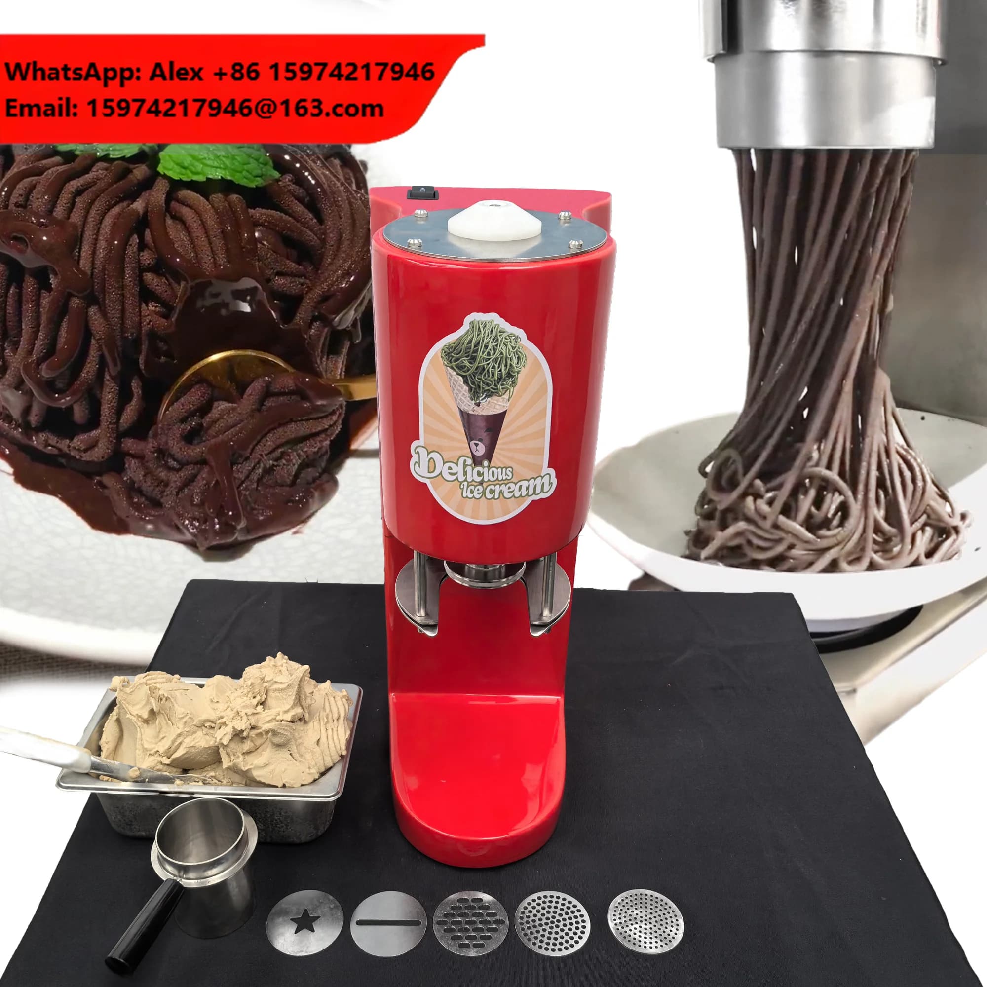 Professional High Speed Italy Noodle Shape Making Maker Good Performance Dessert Shop Spaghetti Soft Ice Cream Machine