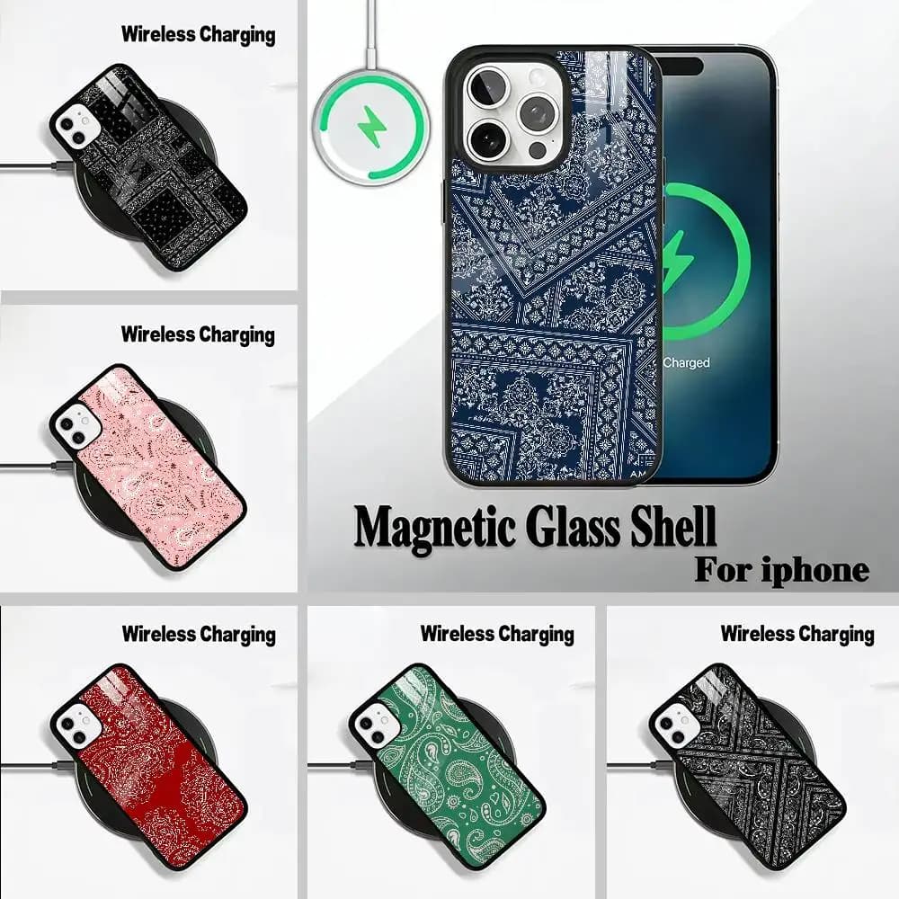 Bandana Pattern Wireless charging phone case compatible with iPhone 17/16/15/14/13/12/11