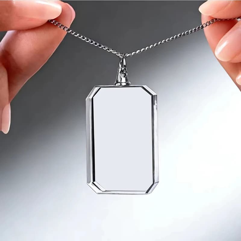 10pcs Clear Crystal Square Blank Pendant Necklace DIY Custom Picture Engraving Tag Necklaces Unfinished Necklace Making Gift
