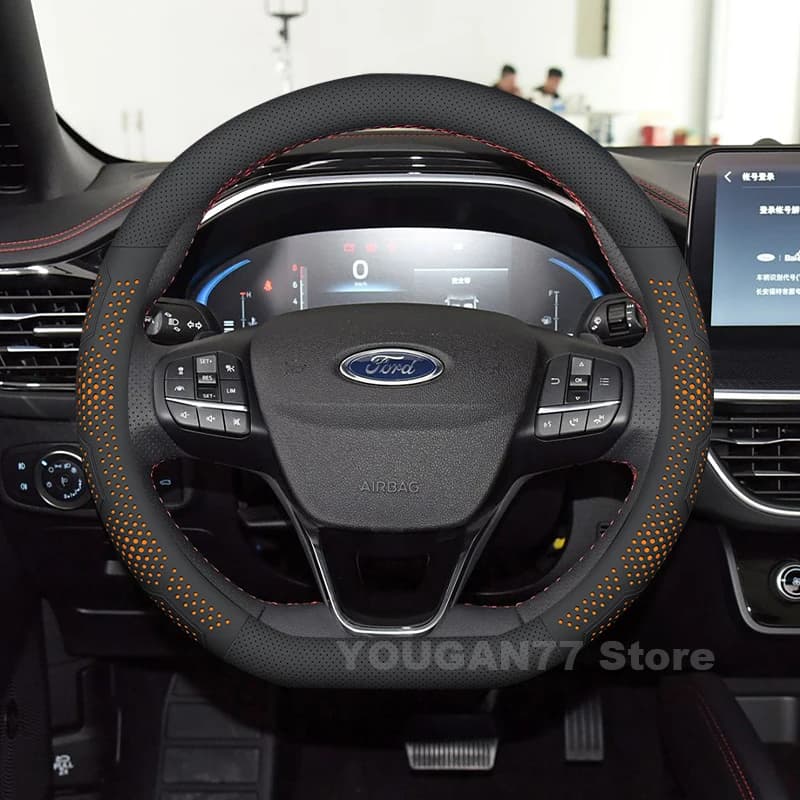 Leather Car Steering Wheel Cover For Ford Focus mk2 mk3 mk4 2022 2005-2021 2021 Covers For Covers Auto Ford Focus Accessories