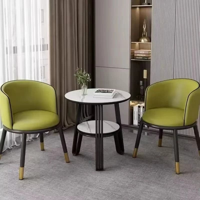 Light luxury simple wooden frame leather seat negotiation chair is suitable for office reception area