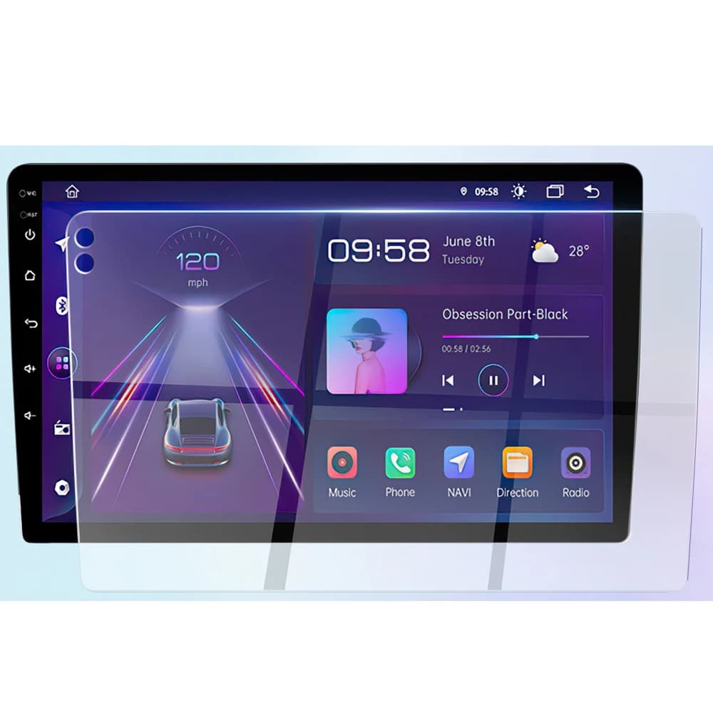Car tempered glass protective film Car sticker 2K 9 10 inch radio player Touch screen protector Car accessories