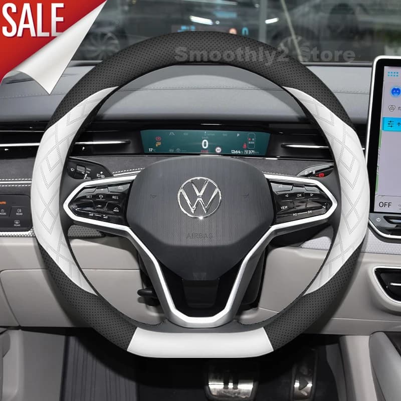 Leather Car Steering Wheel Cover For Volkswagen ID.7 ID7 2025 2023 2024 Covers For Covers Auto Volkswagen ID 7 Accessories 2026