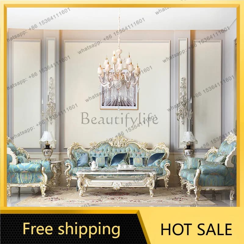LJY Wooden Single European Sofa Individual Corner Cuddle Arm European Sofa Vintage Luxury Divani Sottovuoto Compresso Furniture