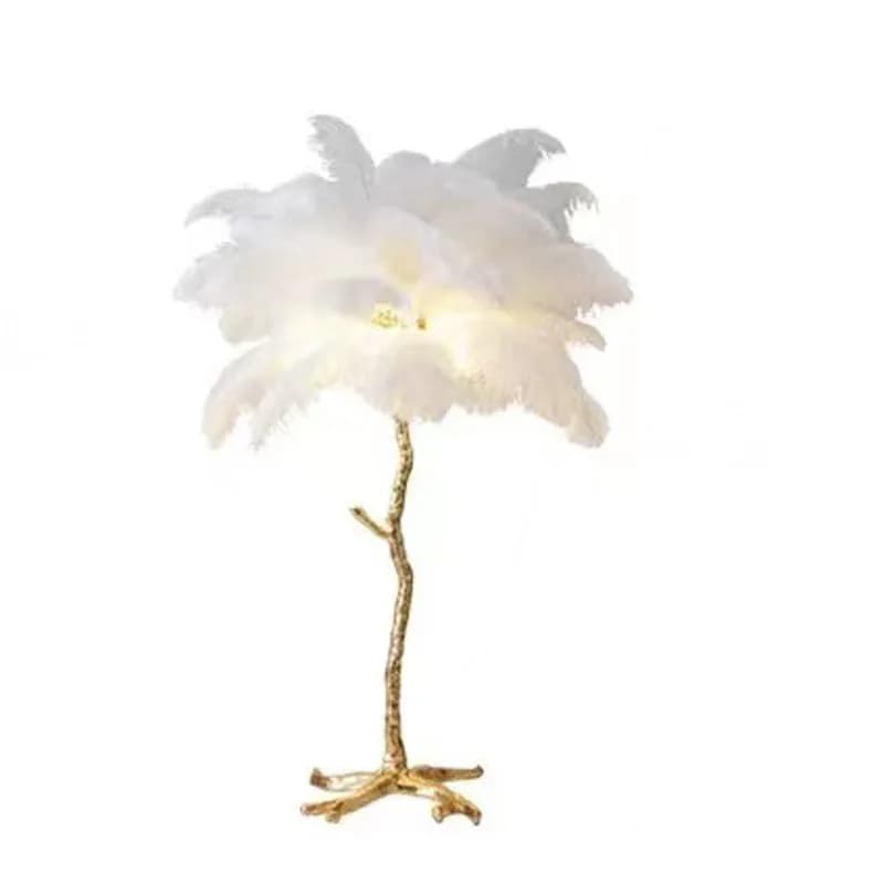 Italian light luxury ostrich fur/soft decoration design/villa/model room/hotel restaurant feather desk lamp