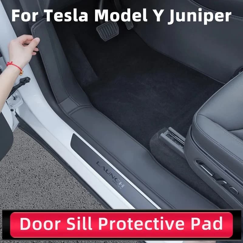 For Tesla Model Y Juniper 2026 2025 Front Rear Door Sill Protection Pads Automotive Interior Suede Protective Pad Accessories