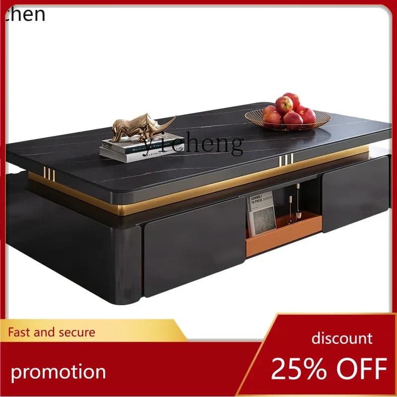 ZML rock slab coffee table simple living room home high-end TV cabinet combination modern light luxury rectangular minimalist