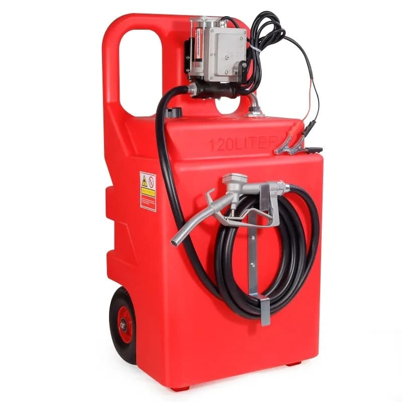 32 Gallon Fuel Caddy Tank With Pump Portable  Fuel Tank with 12V Electric Fuel Transfer Pump for  Diesel Oil