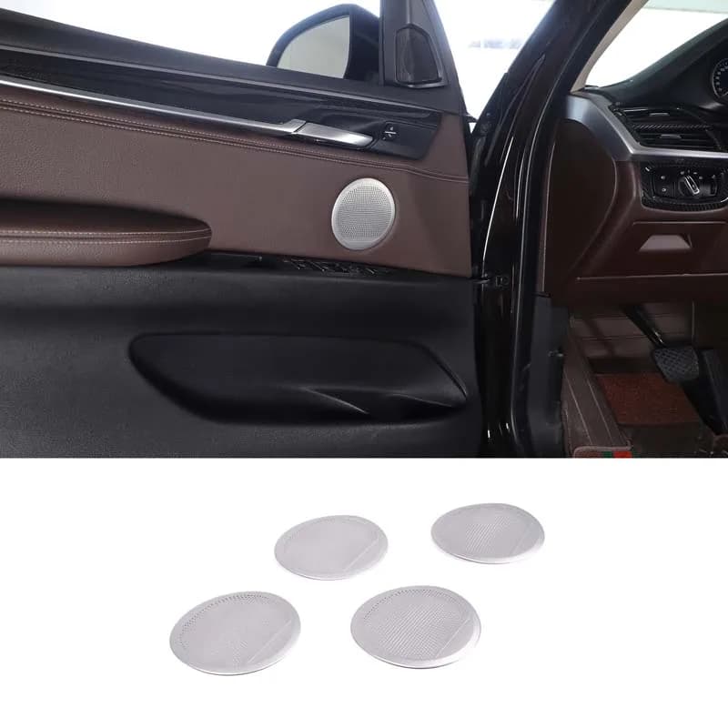 For BMW X5 F15 2014-2018 Stainless Steel Silver Car Door Audio Speaker Frame Trim Cover Car Accessories
