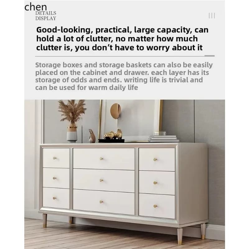 GZ-8 Light Luxury Style Chest of Drawers Living Room Storage Solid Wood Drawer Cabinet Storage Entrance Cabinet