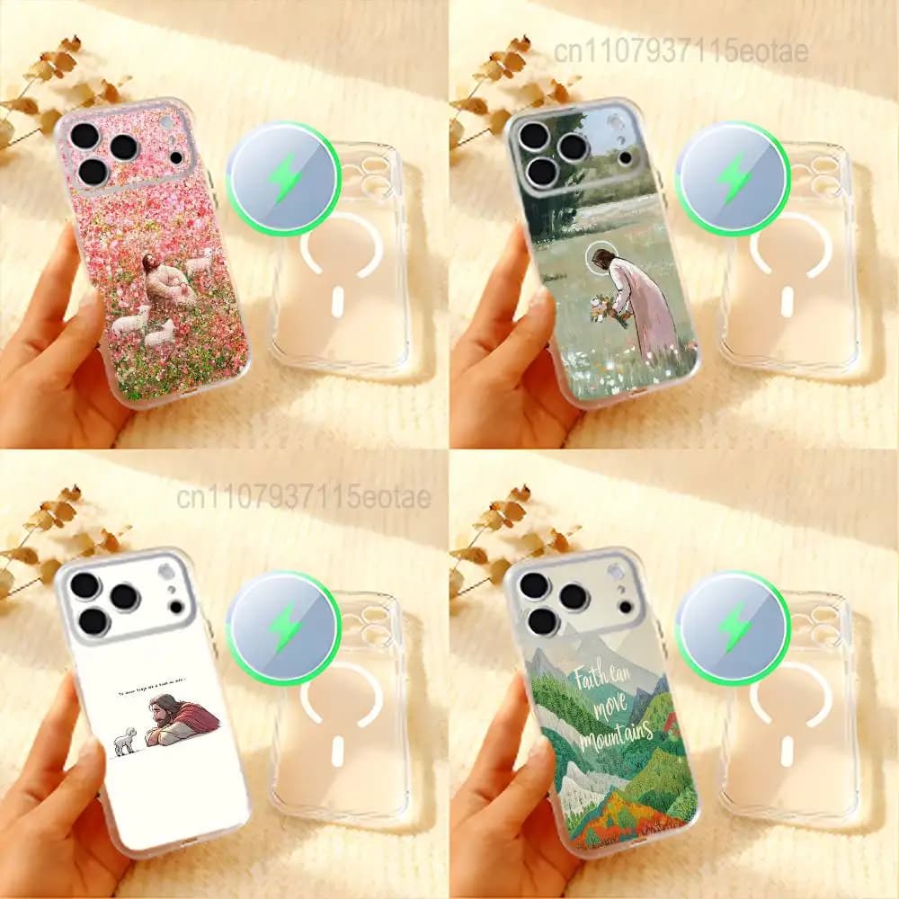 Verse of The Christian Bible Jesus Frosted Clear Magnetic Case for iPhone 18 17,16,15,14,13,12,11 Pro,Max,Plus,Mini,Air,E