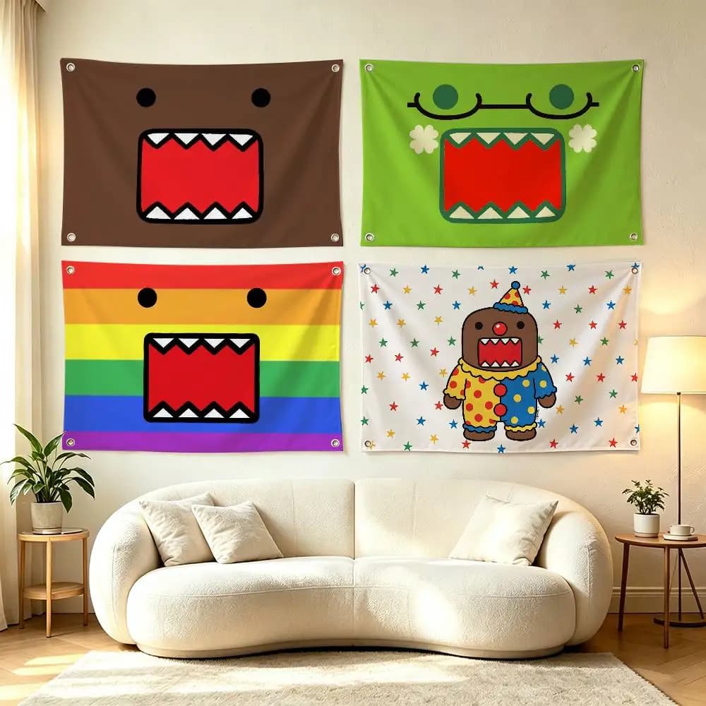Cute Domo K-Kun  Flags Wall Hanging Tapestry Outdoor Garage Room Decorative flag Background Blanket