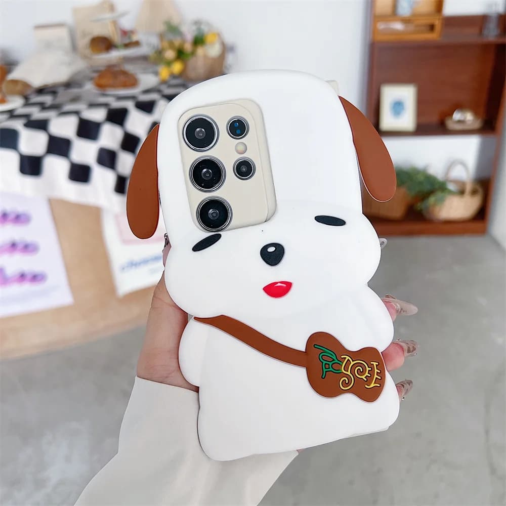 Kawaii Floppy Ears Puppy Lovely Mouth Phone Case for 17 Pro Max Cartoon Dog Soft Silicone Protective Cover for iPhone 16 15 14