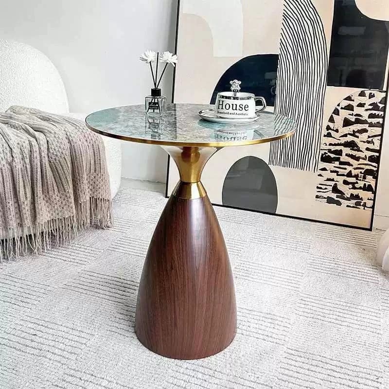 Small coffee table Small side table Sofa High value round rock slab edge few Light luxury living room Small round table