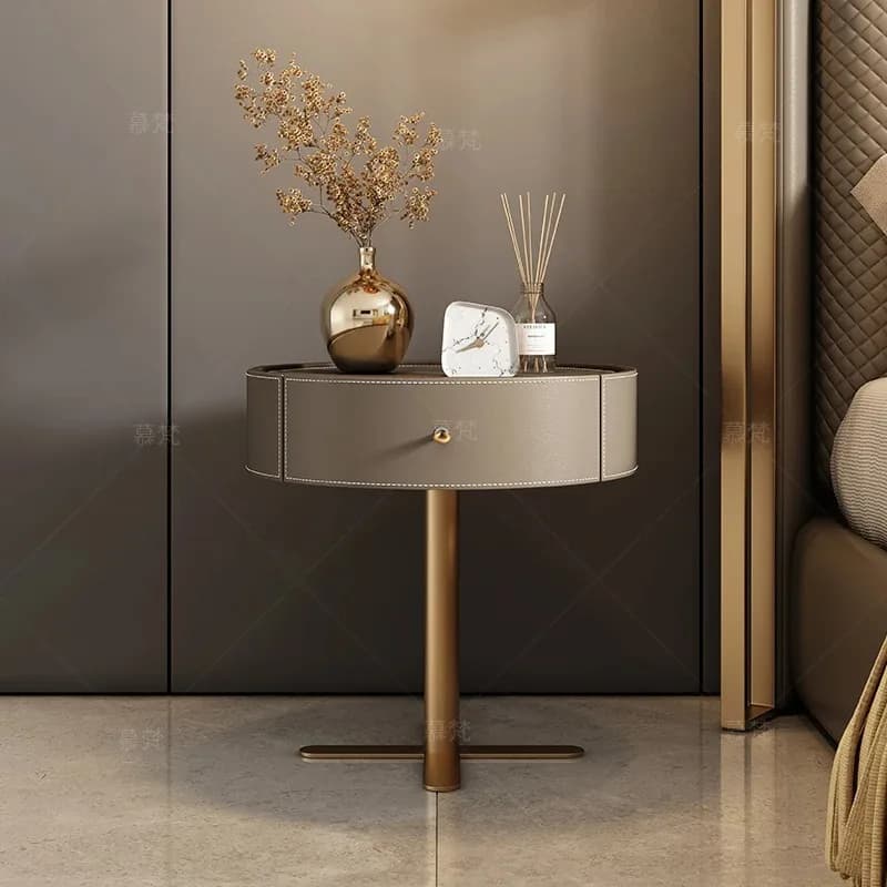Accent Aesthetic Nightstand Storage Vintage Simple Leather Bedside Table Creative Modern Mesa De Noche Chinese Style Furniture